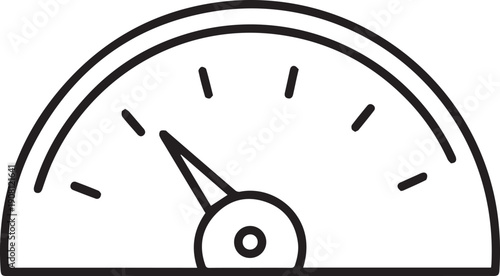 Speedometer line icon representing performance gauge dashboard measurement and internet speed progress