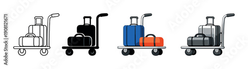 Luggage cart icons with gradient background