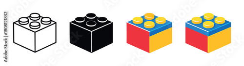 Evolution of building blocks: from outline to glowing multicolored cubes
