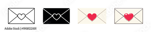 Three envelopes with heart symbols on gradient background