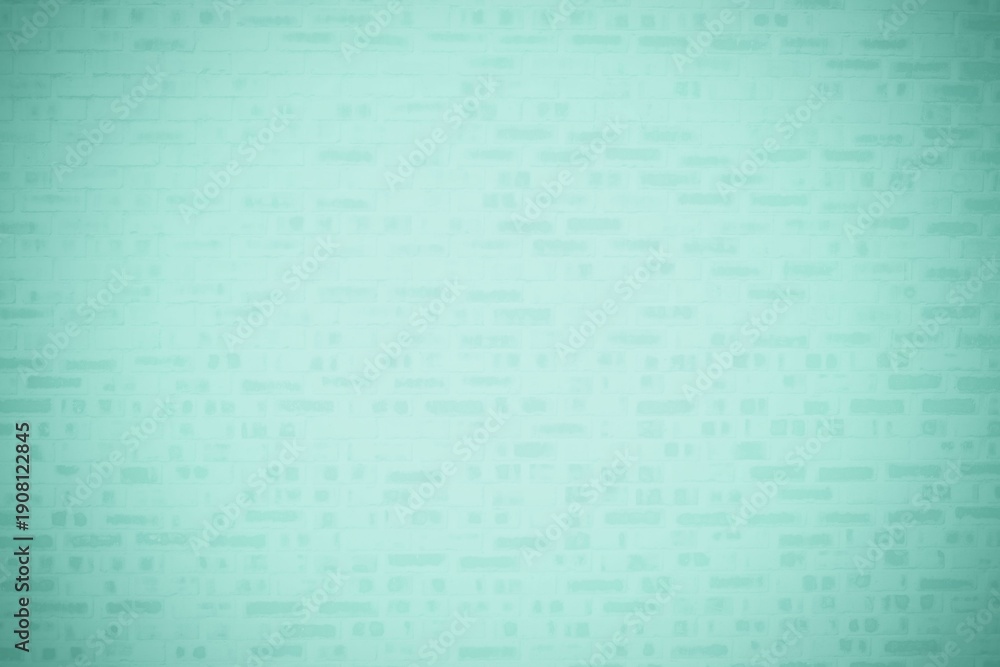 Fototapeta premium Light teal painted brick wall is being shown in flat design style, featuring mortar line pattern