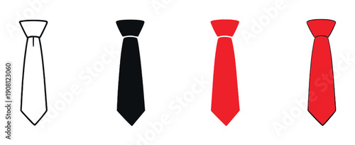 Unique red necktie among black and white ties against gray background