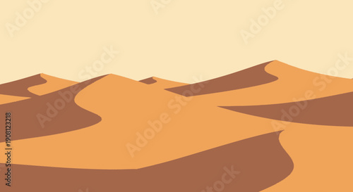 Sand Dunes Landscape Desert Scene Illustration.