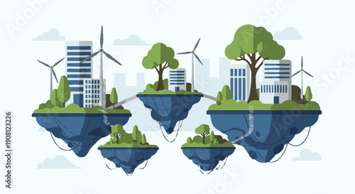 Floating Islands with Eco Friendly Buildings.