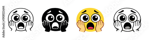 Colorful emojis expressing shock and surprise against gradient background