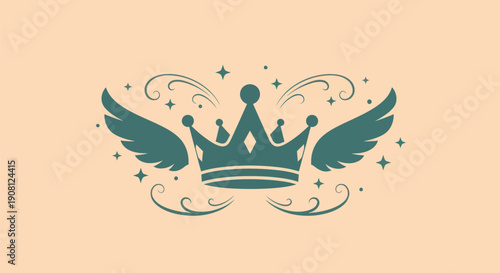 Crown with wings design illustration