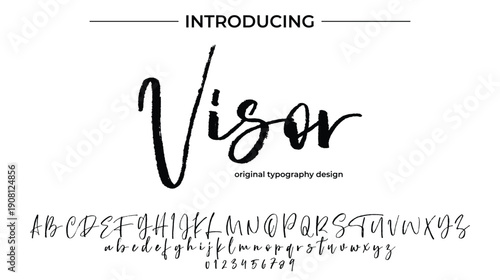Visor Font Stylish brush painted an uppercase vector letters, alphabet, typeface