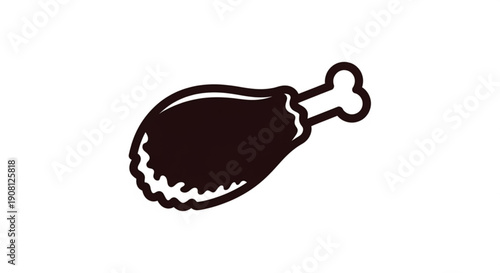 Juicy chicken leg with bone, delicious food illustration