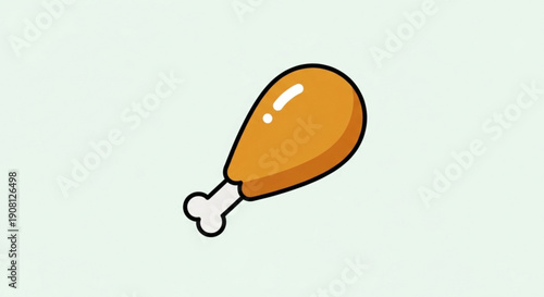 Delicious chicken drumstick in a playful cartoon style