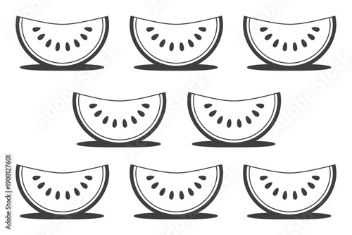 A Pattern of Sliced Watermelon Wedges with Seeds