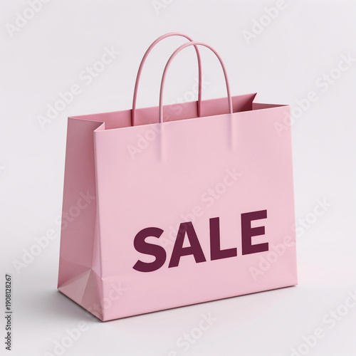Empty pink shopping bag in Valentine's Day studio lighting, creative copy space text design concept for 3D rendering illustration