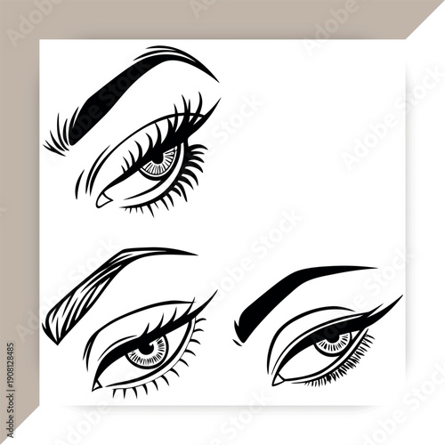 Elegant Female Eye with Eyebrow and Long Lashes,Beauty Makeup Line Art Vector Illustration,Female Eye vector,Female Eye design,Female Eye concept, Female Eye post,Female Eye cartoon,Female Eye icon,