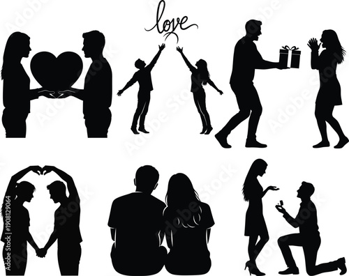 Romantic Couple Silhouette Vector Collection