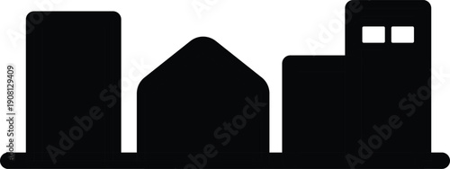 Black city skyline building silhouette shape