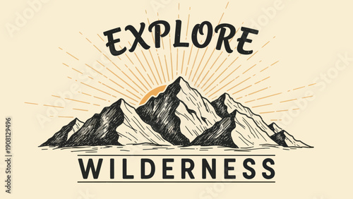 Explore Wilderness Vintage Mountain Landscape with Sunrise.