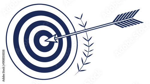 Navy blue target with arrow white background bullseye