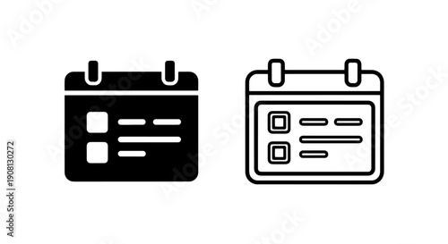 Calendar List Icons: Schedule, Planner, and To-Do List Symbols