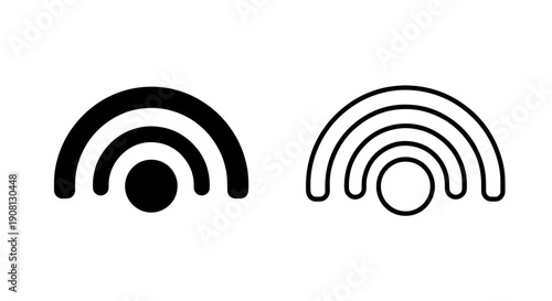 Curved WiFi Signal Icons: Solid and Outline Styles for Wireless Connectivity