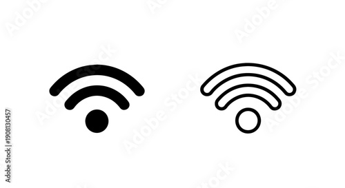 Wi-Fi signal icon in solid black and outline versions, representing wireless technology and connectivity