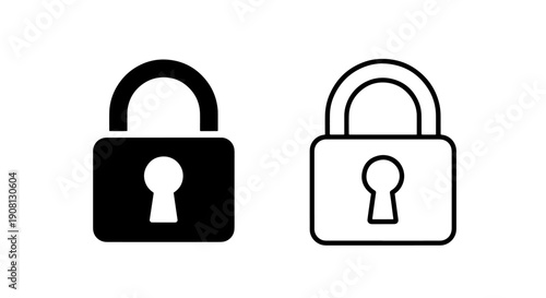 Padlock icon in solid black and outline, representing security, privacy, and access control