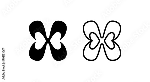 Four leaf clover abstract icon set, luck and nature symbol, vector art