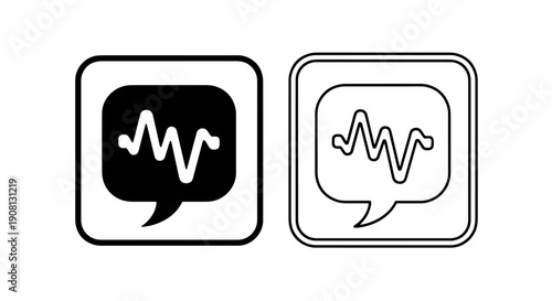 Speech bubble with sound wave icon set, audio message and voice note symbol