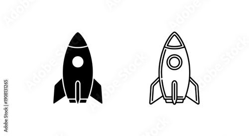 Simple Rocket Icon Silhouette and Outline - Space Travel Symbol