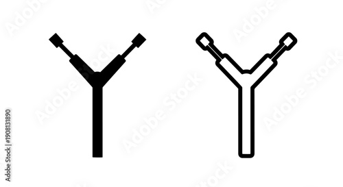 Vector icons of Yagi antenna, solid and outline styles, on white background