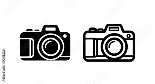 Camera icons, solid and outline, representing photography and visual media