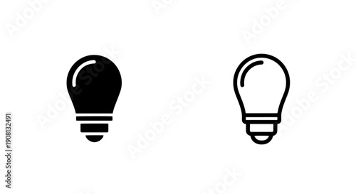 Light bulb icon, simple symbol for idea and innovation themes, black and white vector graphic