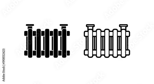 Heating radiator icon, black and white, vector illustration
