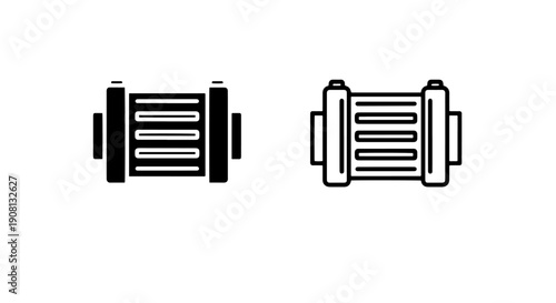 Computer radiator icon, black and white, vector illustration