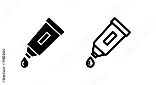 Tube of cream or paste icon, black and white, vector illustration