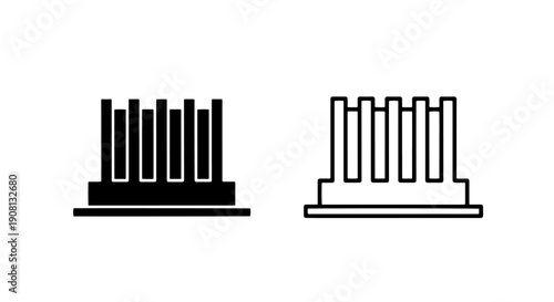 Computer heatsink icon, black and white, vector illustration