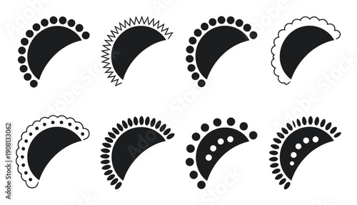 Collection of Decorative Half-Circle Icons with Varied Edges