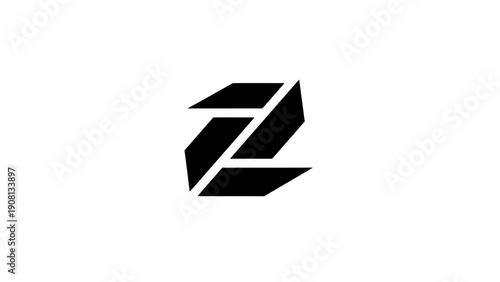 Abstract Geometric Black Letter Z Logo Design, Modern Monogram Symbol
