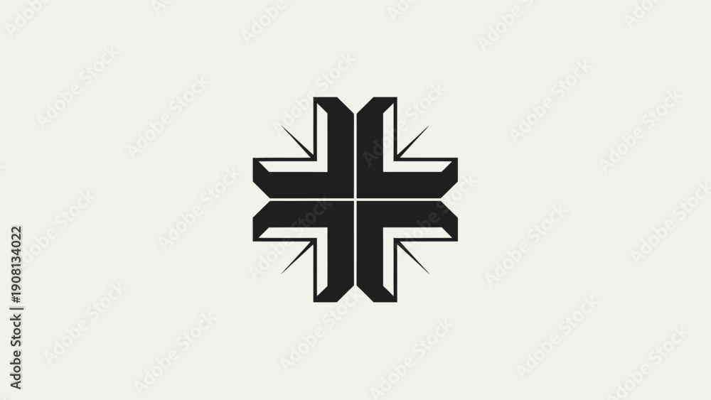 Fototapeta premium Abstract Geometric Cross Symbol with Sharp Edges on Light Background