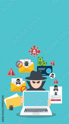 Hacker activity concept background. Vector illustration of a hacker activity concept background	