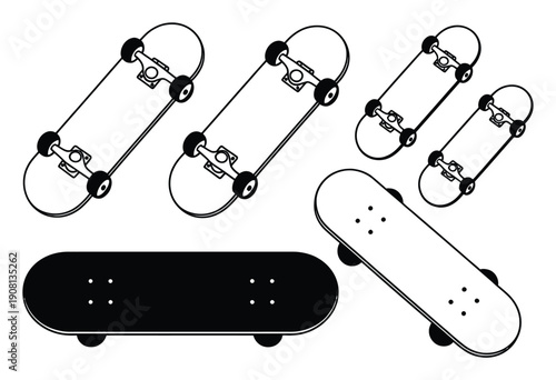 Collection of Skateboards in Various Styles and Sizes