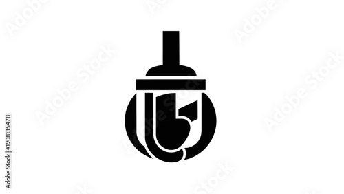 Black Claw Machine Grabber Toy Crane Icon on White Background