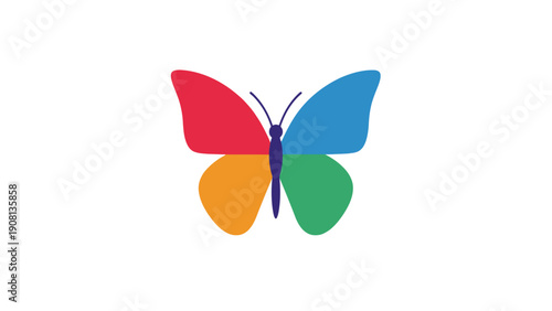 Colorful Butterfly Logo Design, Abstract Insect Symbol, Vibrant Wings, Minimalist Graphic