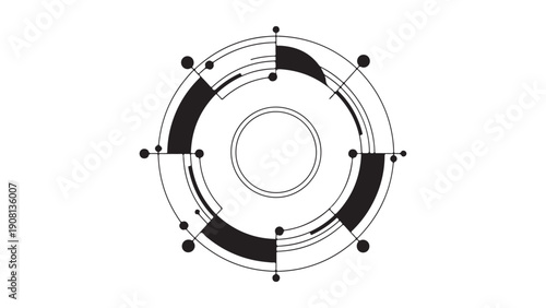 Minimalist circular dial with radial lines and dots