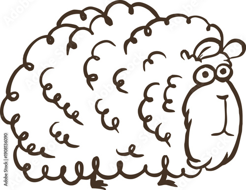 Cartoon funny pet guinea pig or cute hamster in monochrome outline style for children coloring book sticker or game. Doodle funky character. Vector illustration.