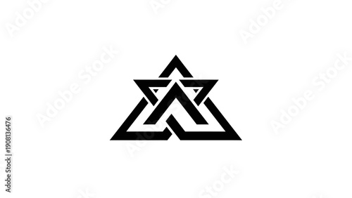 Geometric Sacred Geometry Symbol, Black and White Abstract Design
