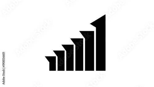 Growth Chart Bar Graph Icon with Upward Arrow, Business Growth Concept