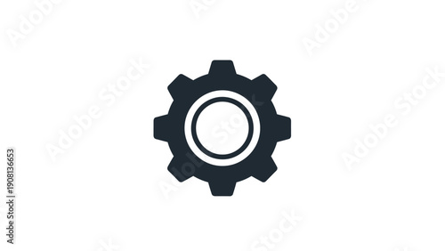Industrial Gear Cogwheel Icon, Mechanical Engineering Symbol, Precision Machinery Part