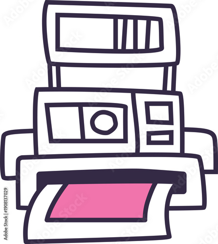 Instant photo camera. Vintage professional equipment icon