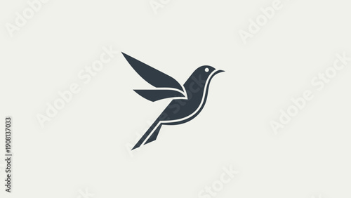 Minimalist Silhouette of a Hummingbird in Flight, Clean Design