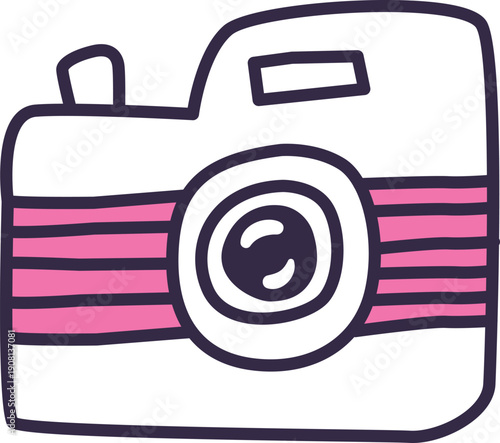 Camera doodle. Photography icon. Photo shoot symbol
