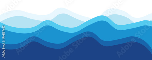 Sea waves layered vector background illustration and sea beach vector illustration.
